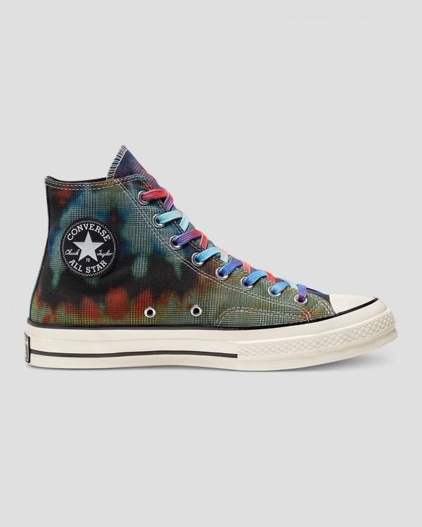 Converse Chuck 70 Plaid Tie Dye Sort Sko Danmark - Converse Høje Sneakers Herre - 10459JRCQ